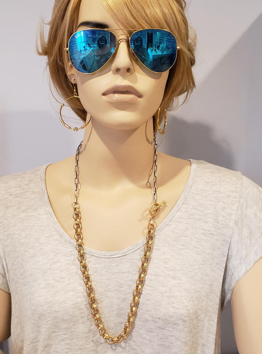 Chunky Matte Chain Necklace With Side Toggle, Beauty In Stone Jewelry at $139