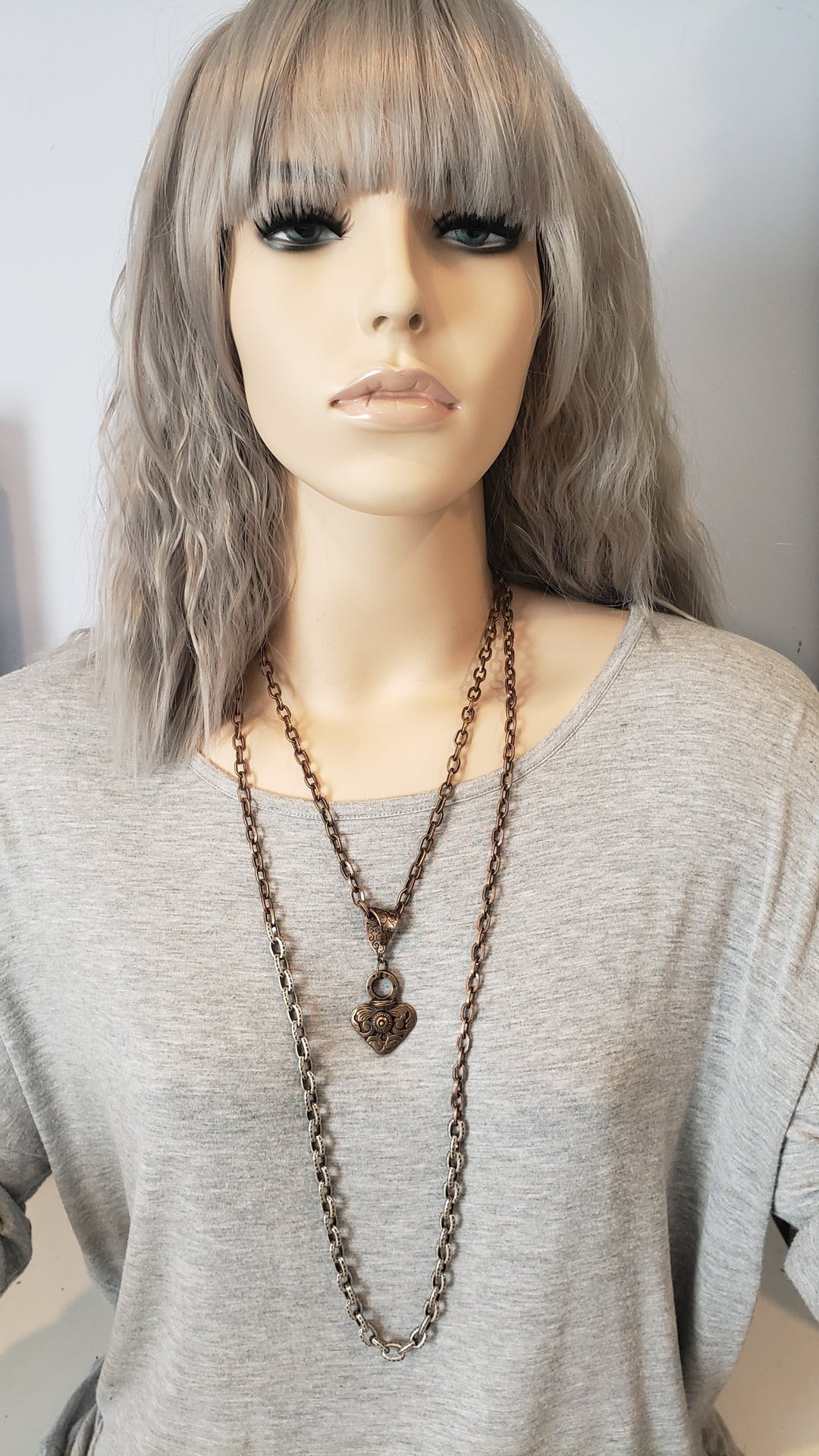 Matte Silver & Antique Bronze Basic Chain Necklace, Beauty In Stone Jewelry at $139