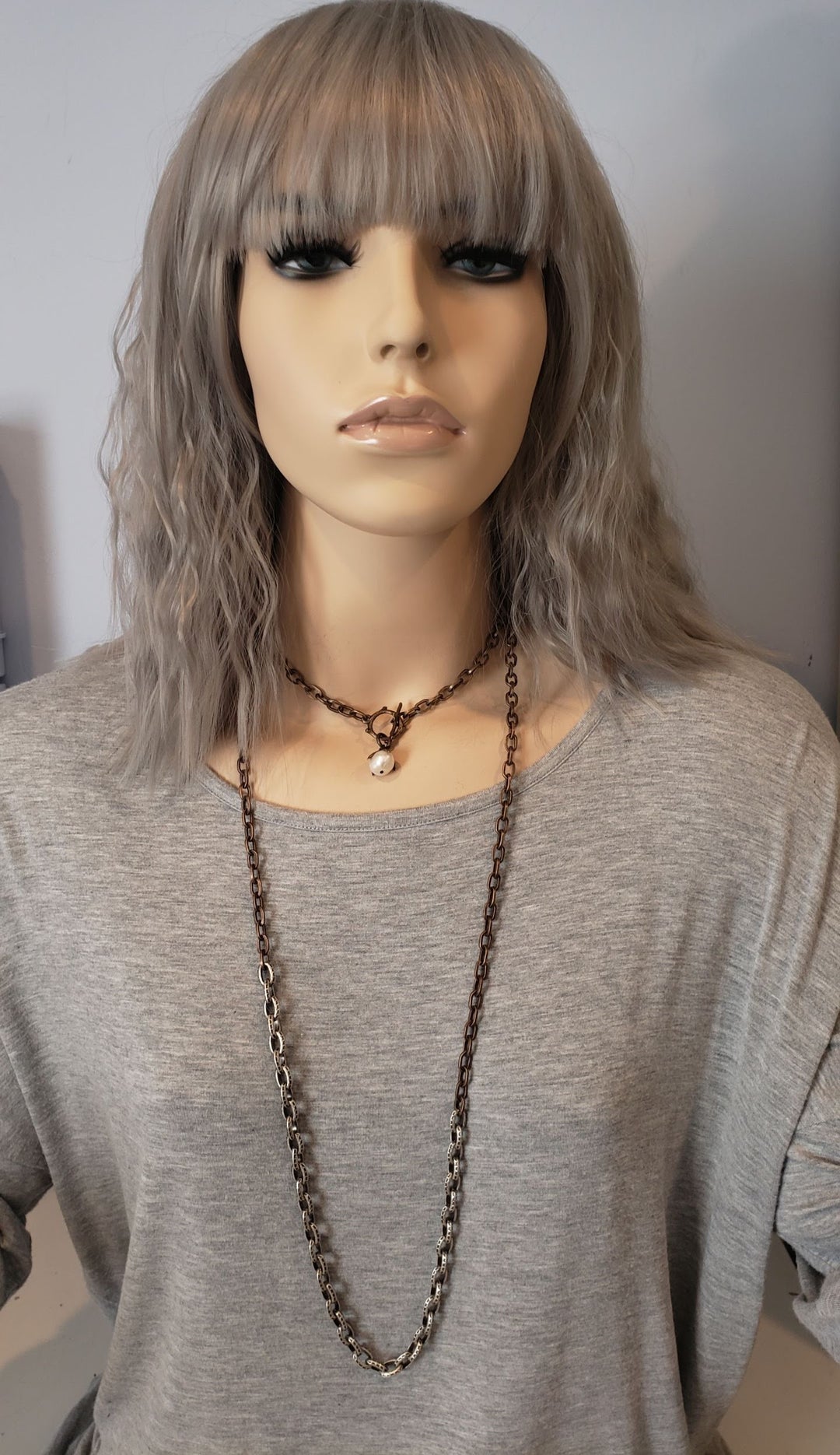 Matte Silver & Antique Bronze Basic Chain Necklace, Beauty In Stone Jewelry at $139