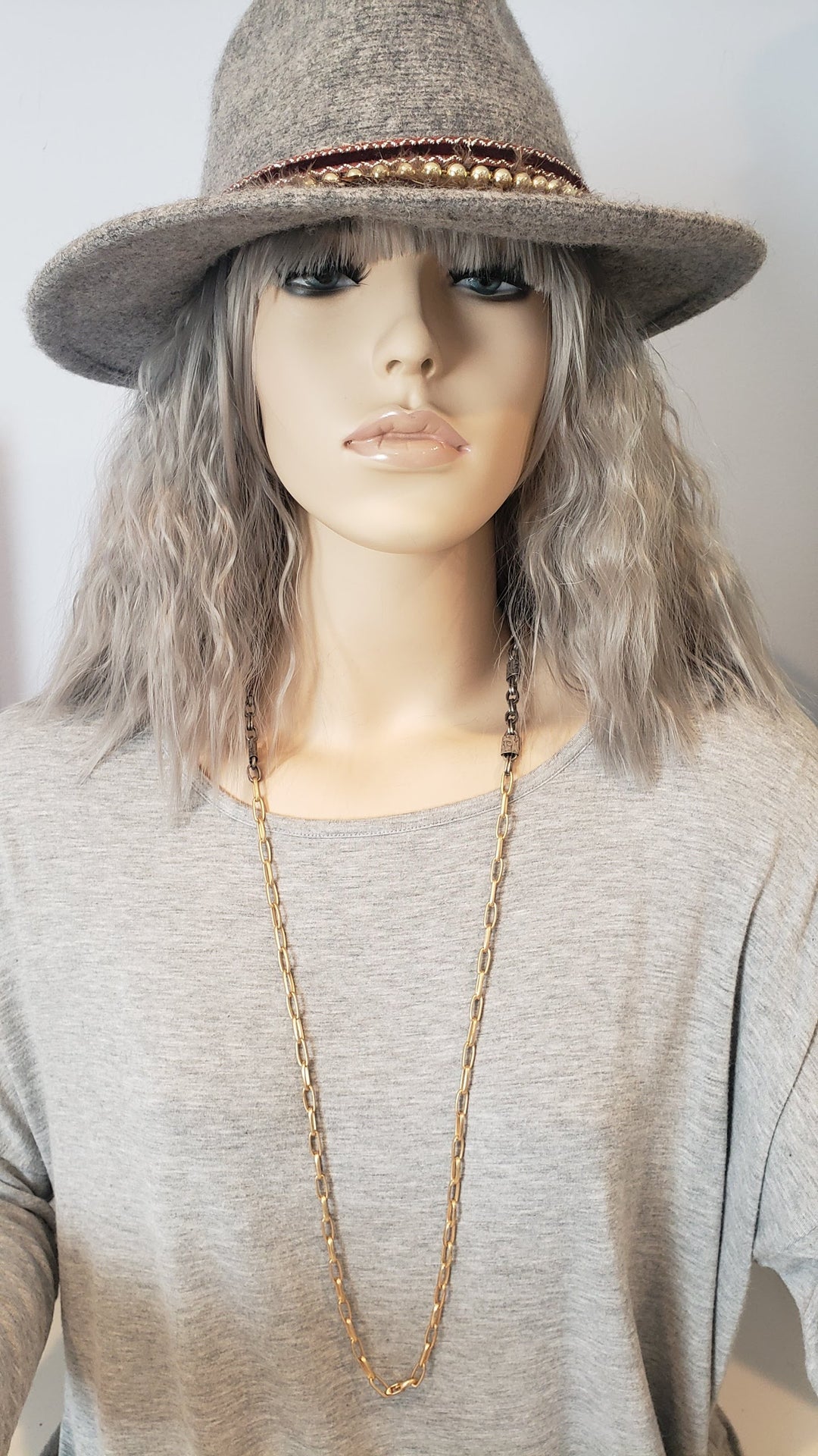 Matte Silver & Soft Gold Chain Necklace, Beauty In Stone Jewelry at $139