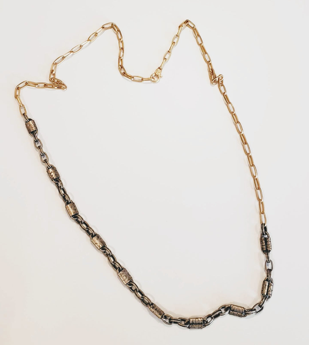 Matte Silver & Soft Gold Chain Necklace, Beauty In Stone Jewelry at $139