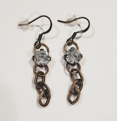 Crystal & Chain Earring Antique Bronze, Beauty In Stone Jewelry at $49