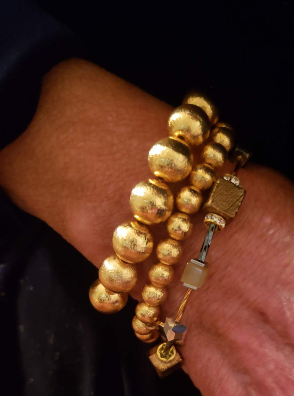 Brushed Gold Bracelet, Beauty In Stone Jewelry at $65