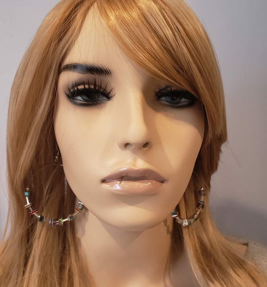 Hoop Earrings Multi Color Cubes & Crystal, Beauty In Stone Jewelry at $49