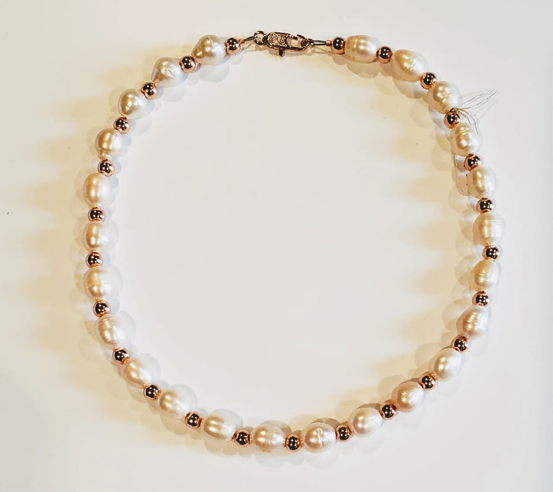 Blush Pearl & Rose Gold Necklace, Beauty In Stone Jewelry at $149