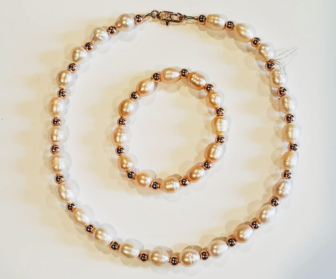 Blush Pearl & Rose Gold Necklace, Beauty In Stone Jewelry at $149