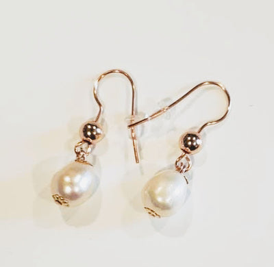 Blush Pearl & Rose Gold Earrings, Beauty In Stone Jewelry at $40