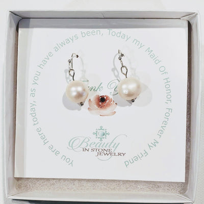 Simple Pearl Earrings, Beauty In Stone Jewelry at $40