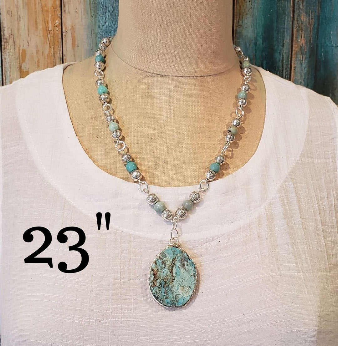 Turquoise Blue Gemstone Beaded Necklace, Beauty In Stone Jewelry at $149