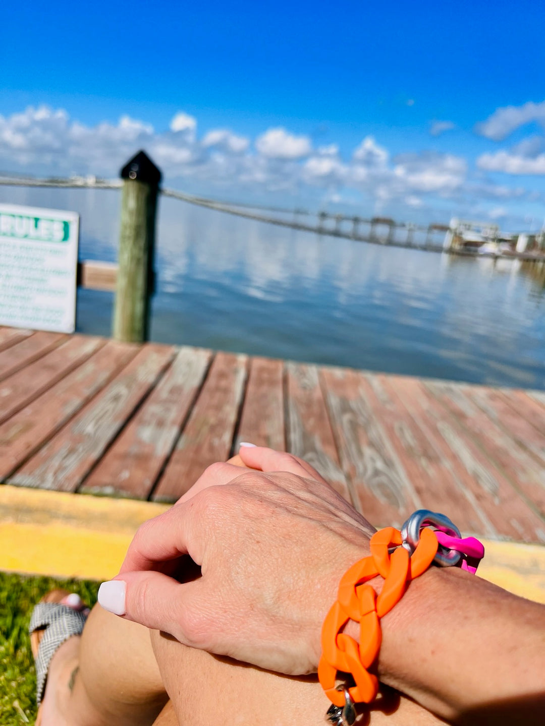 Silicone & Acrylic Link Bracelet Sorbet or Cocoa, Beauty In Stone Jewelry at $55