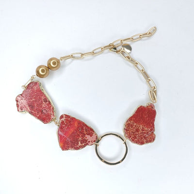 Gold Lined Red Agate Necklace, Beauty In Stone Jewelry at $127