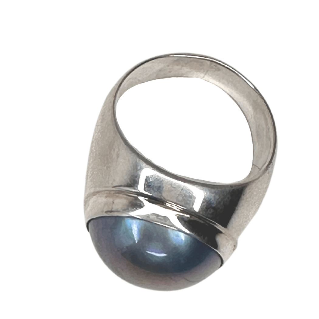 Sterling Silver Ring Blue Pearl