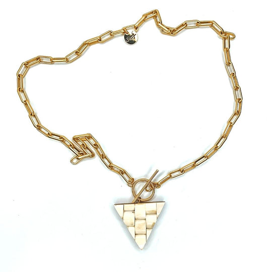 Bone Weave Triangle Pendant Necklace, Beauty In Stone Jewelry at $89