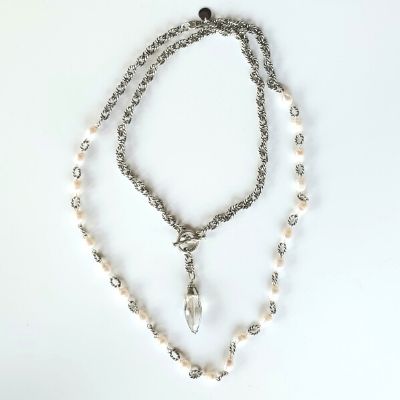 Thunder Crystal With Blue Or Silver Flash Necklace, Beauty In Stone Jewlery at $109