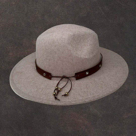 Brown Rhinestone Studded Fedora Hat Band