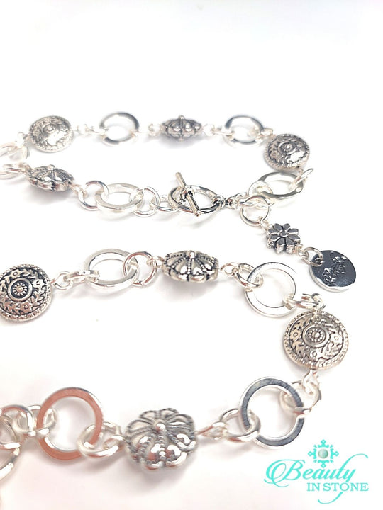 Chain Bracelet With Daisy Flower Link, Beauty In Stone Jewelry at $39