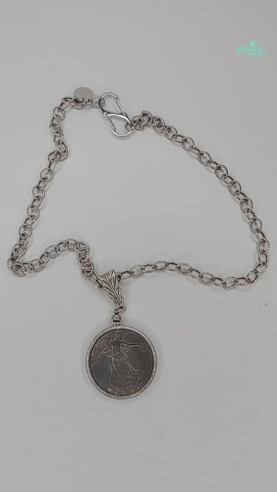 French Coin Pendant Necklace