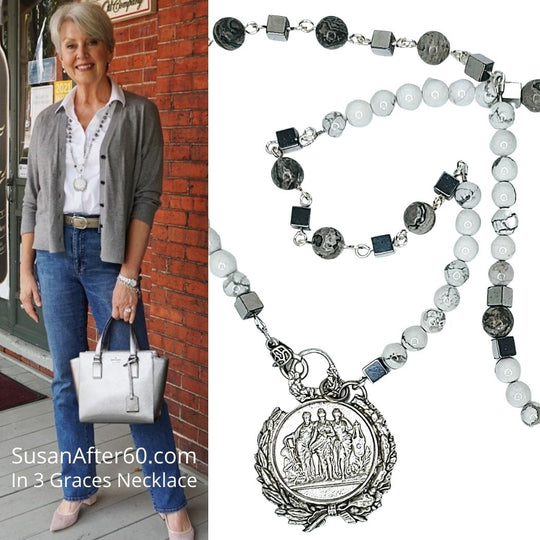 Three Graces Coin Necklace INTERCHANGEABLE, Beauty In Stone Jewelry at $189