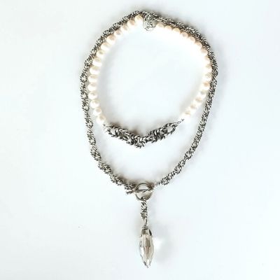 Thunder Crystal With Blue Or Silver Flash Necklace, Beauty In Stone Jewlery at $109