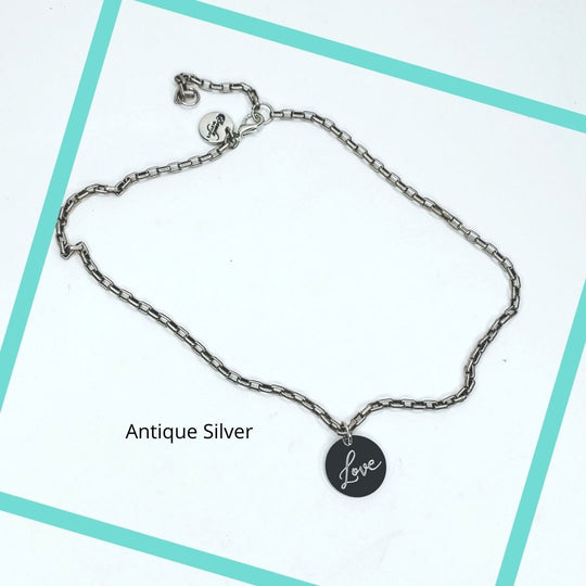 Engraved Charm Necklace on Oval Chain, Beauty In Stone Jewelry at $59