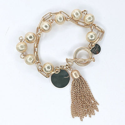 Double Chain & Bead Bracelet, Beauty In Stone Jewelry at $90