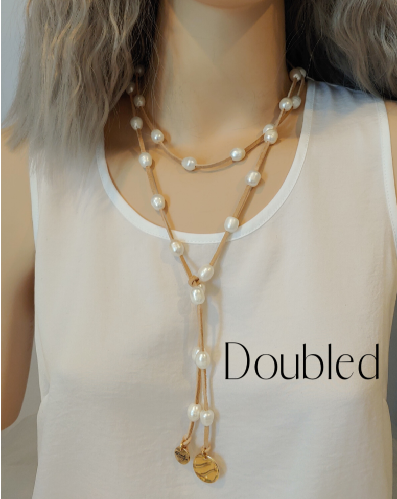 Long pearl lariat necklace hot sale