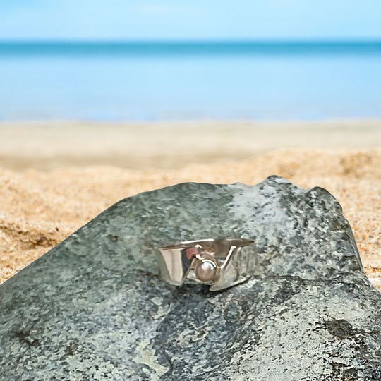 Sterling Silver Ring "Dainty Pearl", Beauty In Stone Jewelry at $39