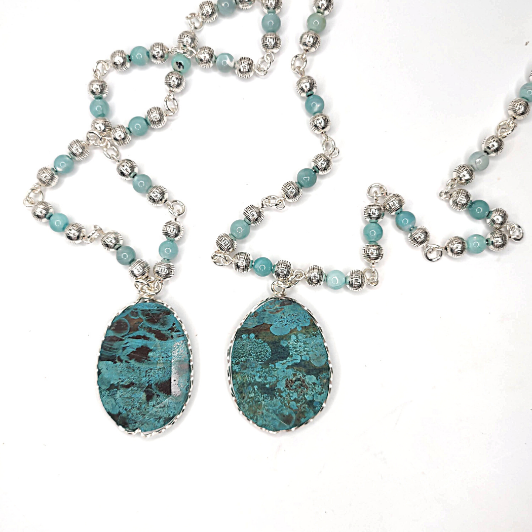 Turquoise Blue Gemstone Beaded Necklace, Beauty In Stone Jewelry at $139