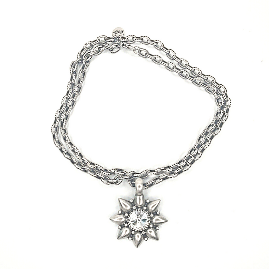 Austrian Crystal Star Cast Pendant On Chunky Chain Necklace, Beauty In Stone Jewelry at $184