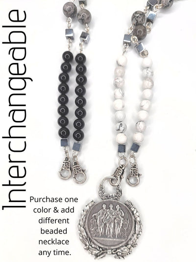 Three Graces Coin Necklace INTERCHANGEABLE, Beauty In Stone Jewelry at $189