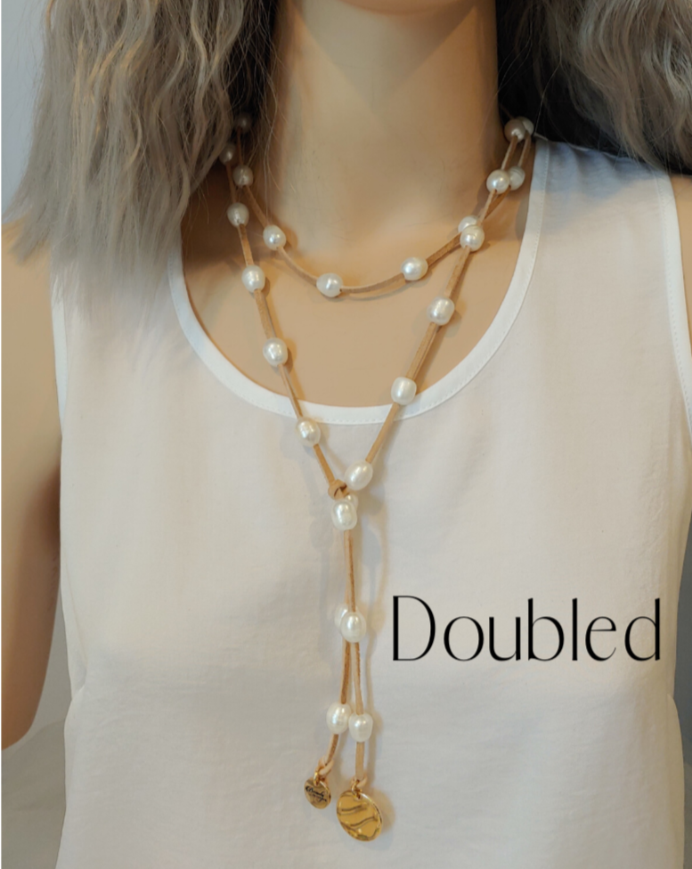 Pearl Lariat Necklace in 10 Colors, Beauty In Stone Jewelry at $114