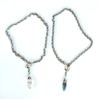 Thunder Crystal With Blue Or Silver Flash Necklace, Beauty In Stone Jewlery at $109