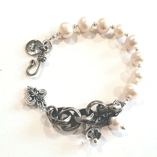 Freshwater Pearl & Chain Bracelet, Beauty In Stone Jewelry at $99