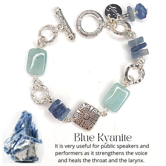 Chain & Gemstone Bracelet Chalcedony & Larimar or Choice, Beauty In Stone Jewelry at $65