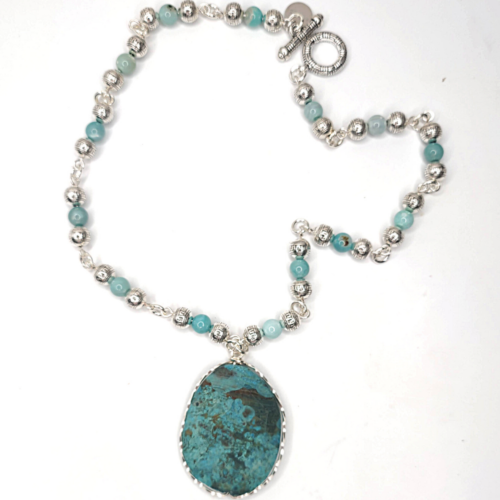 Turquoise Blue Gemstone Beaded Necklace, Beauty In Stone Jewelry at $139