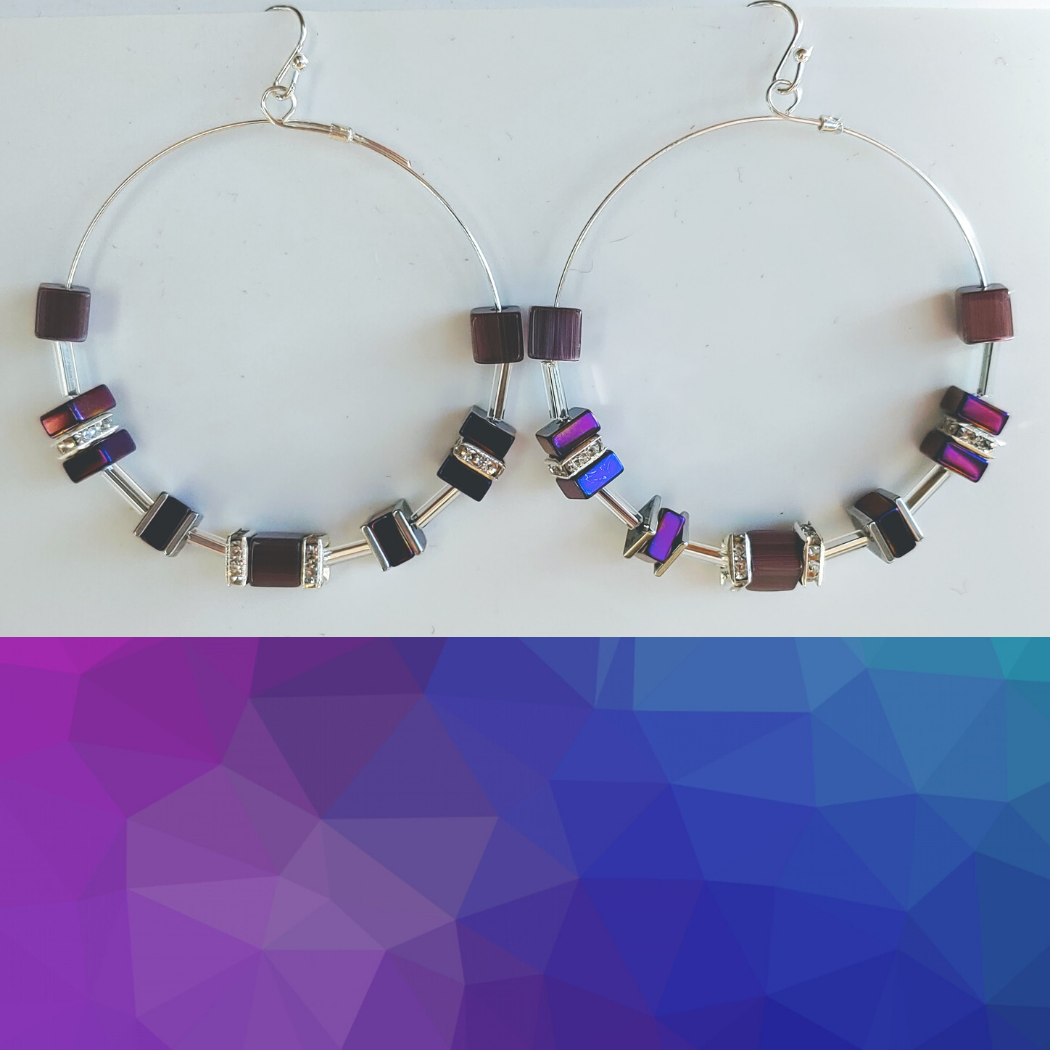 Cube Hoop Earrings Purple Mix, Beauty In Stone Jewelry at $49