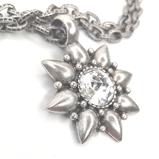 Austrian Crystal Star Cast Pendant On Chunky Chain Necklace, Beauty In Stone Jewelry at $148