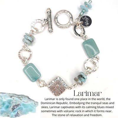 Chain & Gemstone Bracelet Chalcedony & Larimar or Choice, Beauty In Stone Jewelry at $65