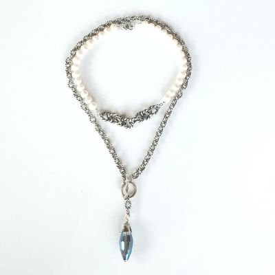 Thunder Crystal With Blue Or Silver Flash Necklace, Beauty In Stone Jewlery at $109