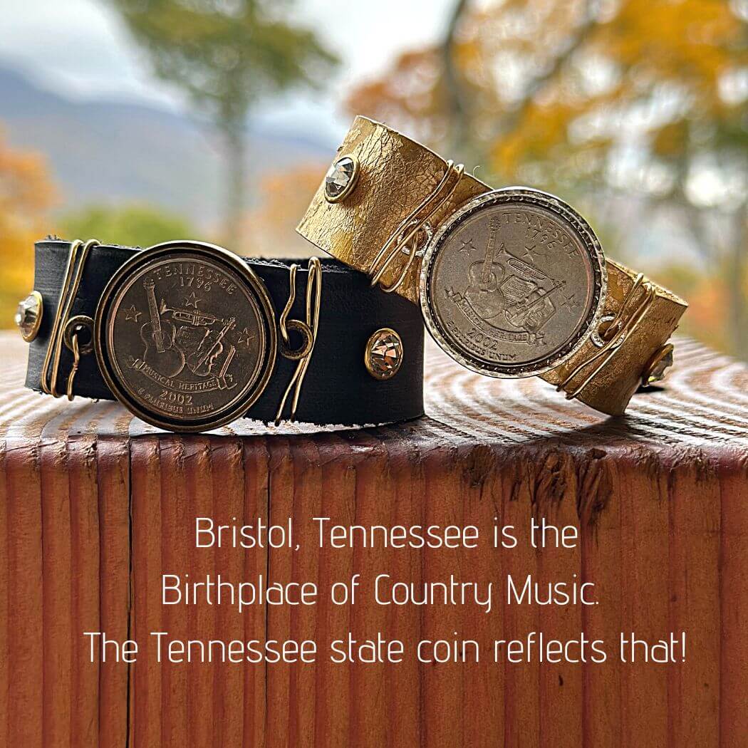 State Coin Leather Band Bracelet