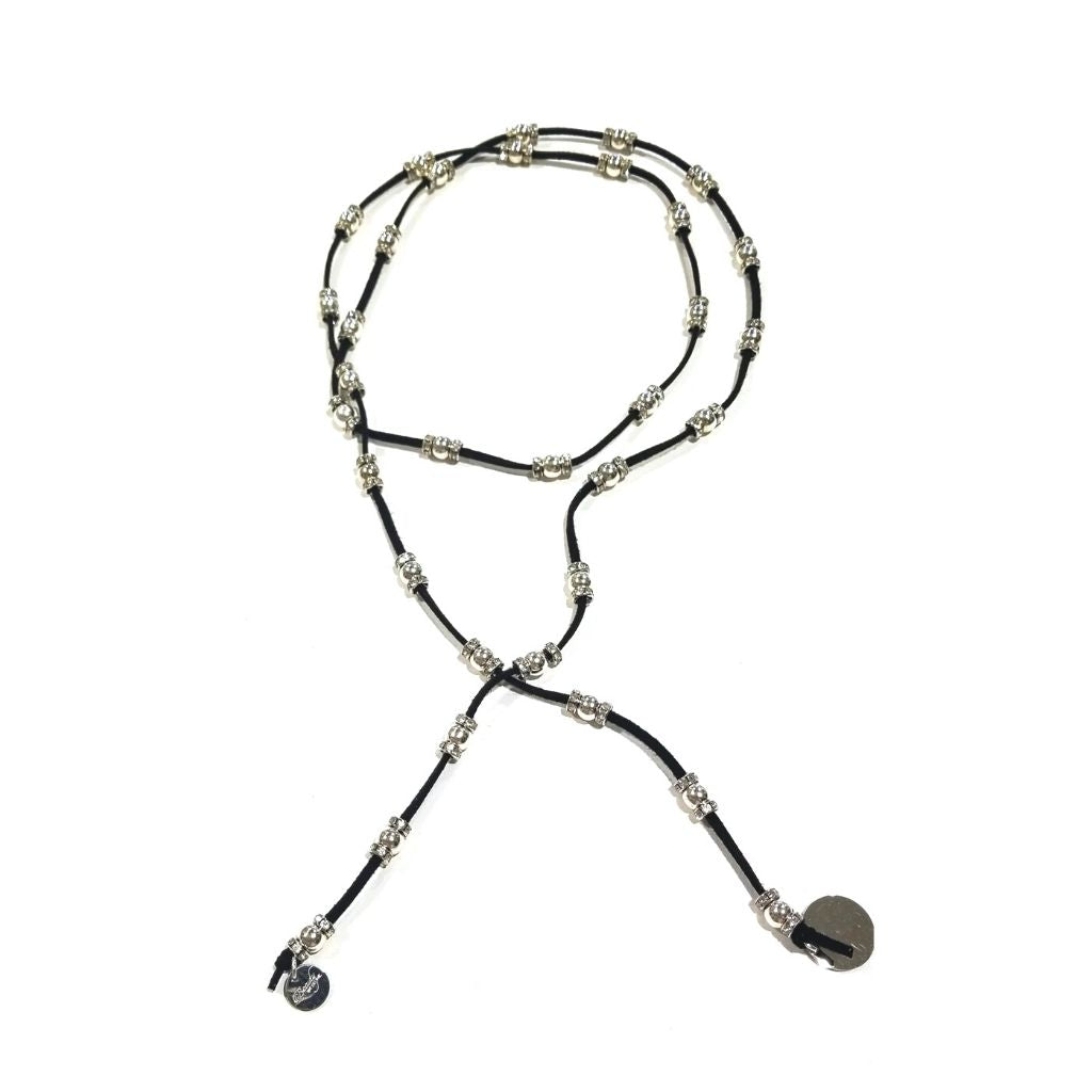 Sparkle Beaded Lariat On Suede Leather, Beauty In Stone Jewelry at $80