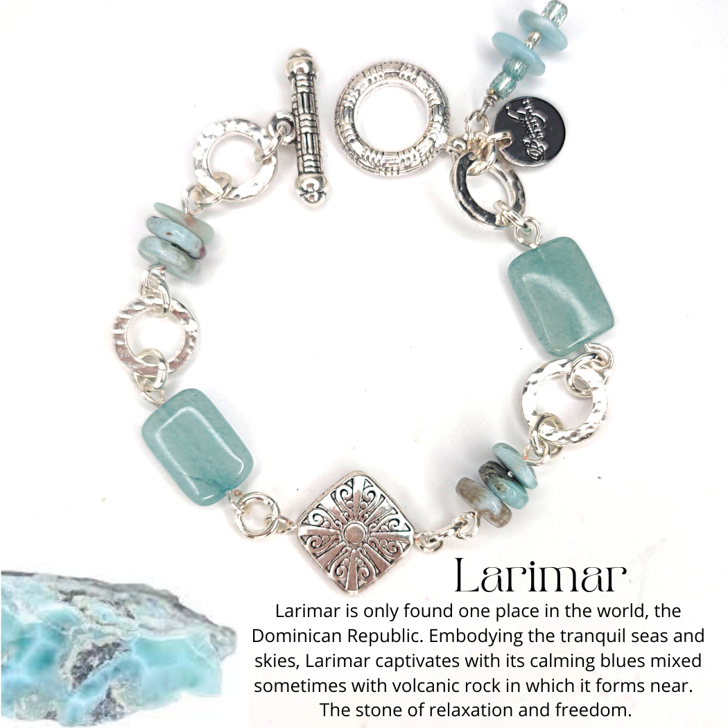 Gemstone Bracelet Larimar, Amethyst, Kyanite, Rhodonite, Chrysoprase Choice, Beauty In Stone Jewelry at $65