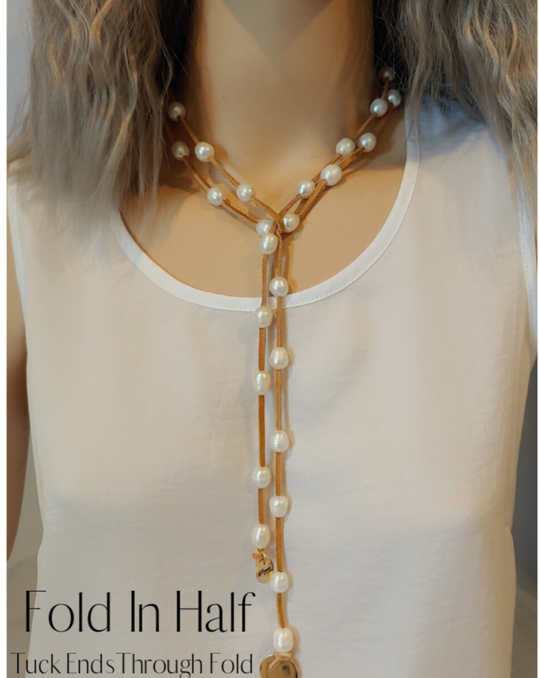 Pearl Lariat Necklace in 10 Colors, Beauty In Stone Jewelry at $114