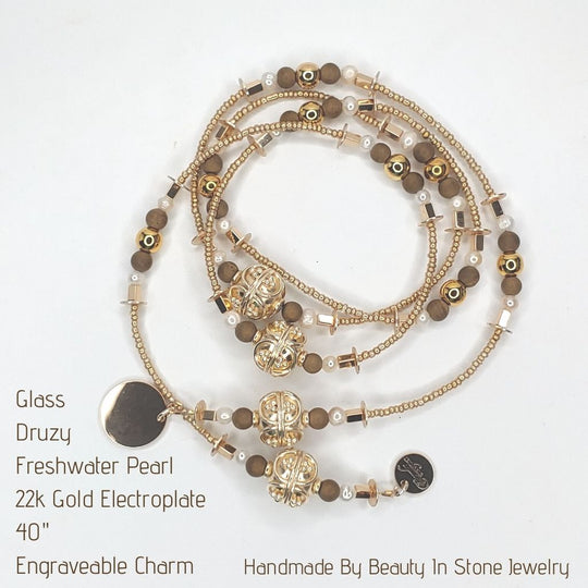 Decorative Bead And Pearl Lariat Necklace, Beauty In Stone Jewelry at $189