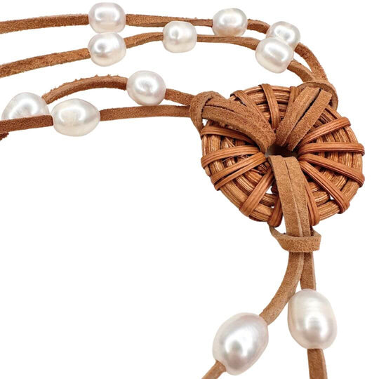 Pearl & Rattan Necklace