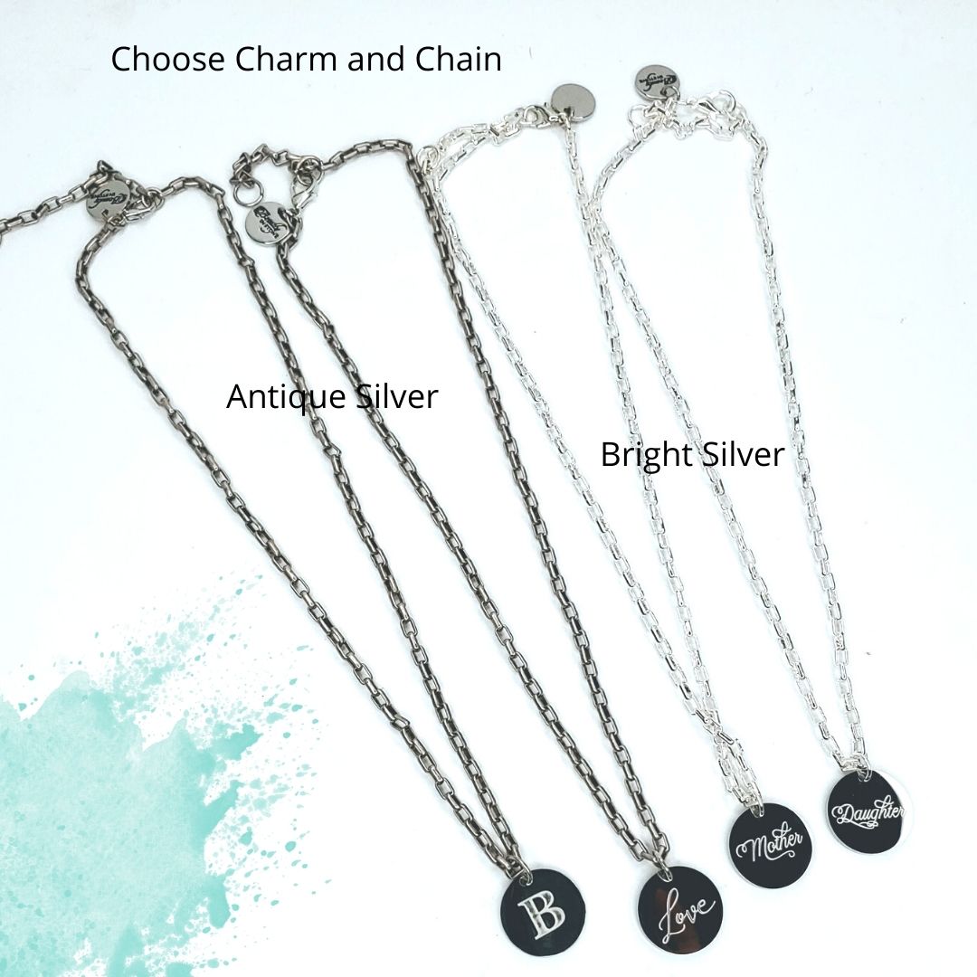 Engraved Charm Necklace on Oval Chain, Beauty In Stone Jewelry at $59