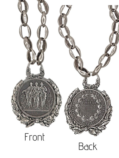 Three Graces Pendant on Burnished Silver Chain, Beauty In Stone Jewelry at $140