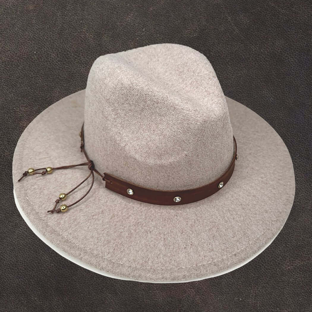 Brown Rhinestone Studded Fedora Hat Band