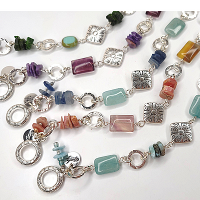 Gemstone Bracelet Larimar, Amethyst, Kyanite, Rhodonite, Chrysoprase Choice, Beauty In Stone Jewelry at $65