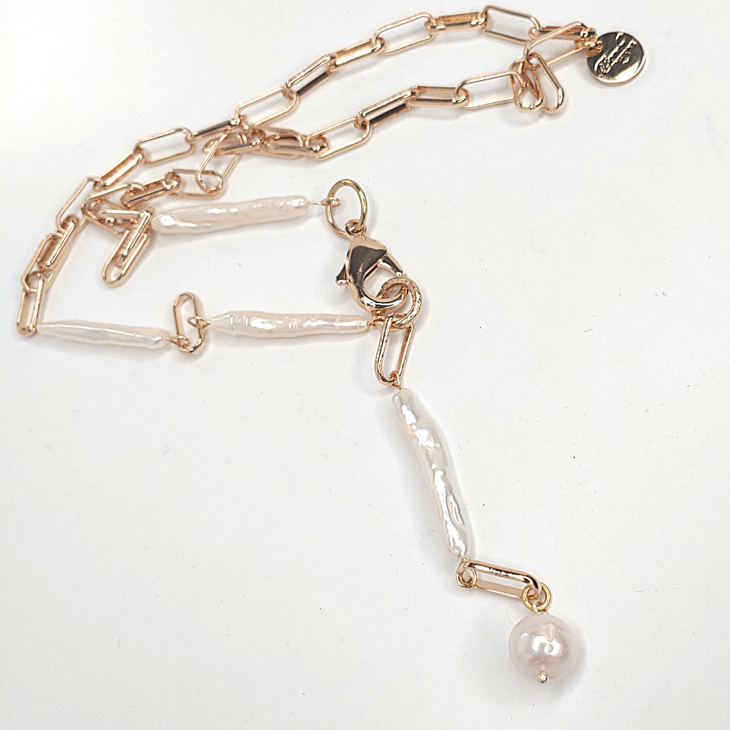 Biwa Pearl Y Necklace, Beauty In Stone Jewelry at $109